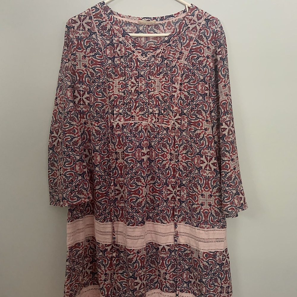 Pink Patterned Flowy Dress